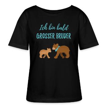 Ich bin bald grosser Bruder / werde großer Bruder - Stanley/Stella Relaxed Rundhals Frauen Bio-T-Shirt SERENA - Schwarz - Vorne - Anna (173cm)