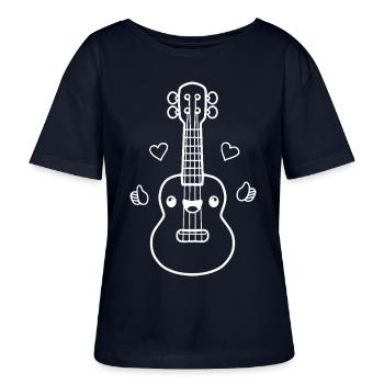 Ukulele Comic Look - Stanley/Stella Relaxed Rundhals Frauen Bio-T-Shirt SERENA - Navy - Vorne - Anna (173cm)
