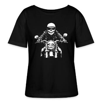 Biker Totenkopf Motorrad Geschenk - Stanley/Stella Relaxed Rundhals Frauen Bio-T-Shirt SERENA - Schwarz - Vorne - Anna (173cm)