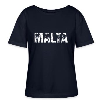 Malta Palmen - Stanley/Stella Relaxed Rundhals Frauen Bio-T-Shirt SERENA - Navy - Vorne - Anna (173cm)