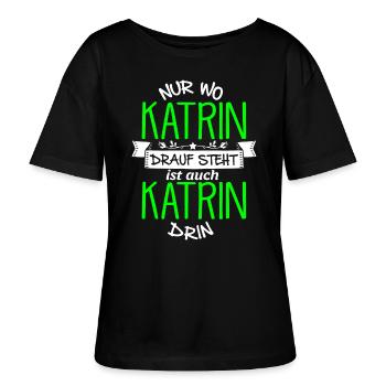 KATRIN die Echte - Stanley/Stella Relaxed Rundhals Frauen Bio-T-Shirt SERENA - Schwarz - Vorne - Anna (173cm)