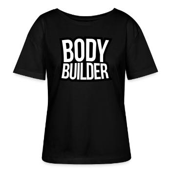 Bodybuilder text - T-shirt bio à col rond SERENA Stanley/Stella Femme - noir - Devant - Anna (173cm)