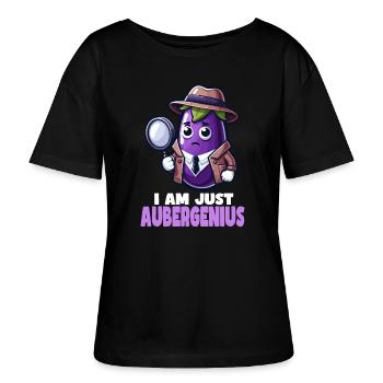 Aubergenius Detektiv Spruch - Stanley/Stella Relaxed Rundhals Frauen Bio-T-Shirt SERENA - Schwarz - Vorne - Anna (173cm)