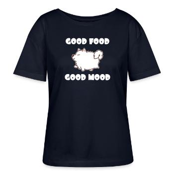 Dicker Samojede Hund Essen Vierfraß - Stanley/Stella Relaxed Rundhals Frauen Bio-T-Shirt SERENA - Navy - Vorne - Anna (173cm)