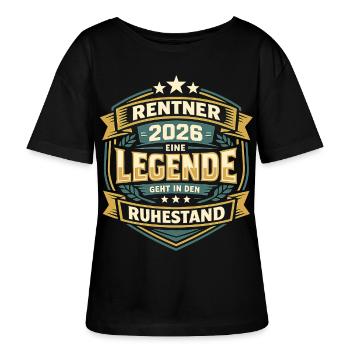 Rentner 2026 Nicht mehr zuständig Ruhestand - Stanley/Stella Relaxed Rundhals Frauen Bio-T-Shirt SERENA - Schwarz - Vorne - Anna (173cm)