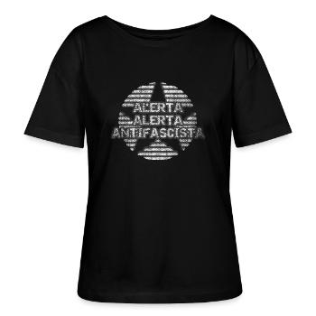 alerta alerta anti faschismus - Stanley/Stella Relaxed Rundhals Frauen Bio-T-Shirt SERENA - Schwarz - Vorne - Anna (173cm)
