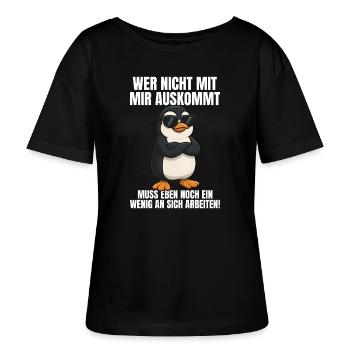 Arbeiten Witziger Lustiger Spruch Sprüche - Stanley/Stella Relaxed Rundhals Frauen Bio-T-Shirt SERENA - Schwarz - Vorne - Anna (173cm)