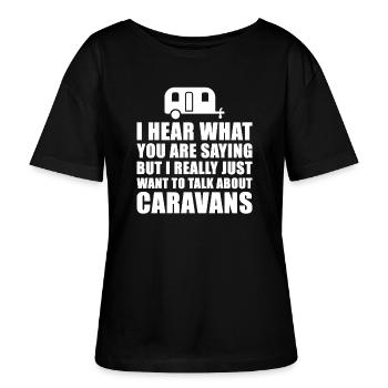 Funny Caravan Vacation Gift Idea - Stanley/Stella SERENA Relaxed Women’s Organic Round Neck T-shirt - black - Front - Anna (173cm)