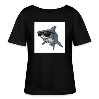 Cooler Hai mit Sonnenbrille - Stanley/Stella Relaxed Rundhals Frauen Bio-T-Shirt SERENA - Schwarz - Vorne - Anna (173cm)