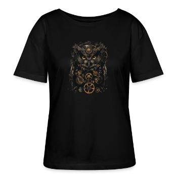 Steampunk Eule - Stanley/Stella Relaxed Rundhals Frauen Bio-T-Shirt SERENA - Schwarz - Vorne - Anna (173cm)
