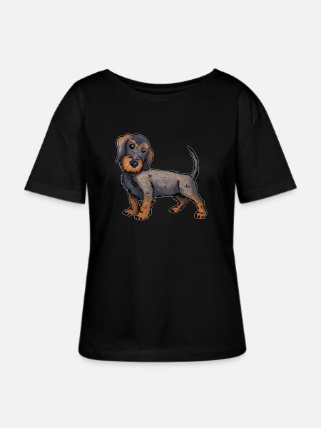 Rauhaardackel - Stanley/Stella Relaxed Rundhals Frauen Bio-T-Shirt SERENA - Schwarz