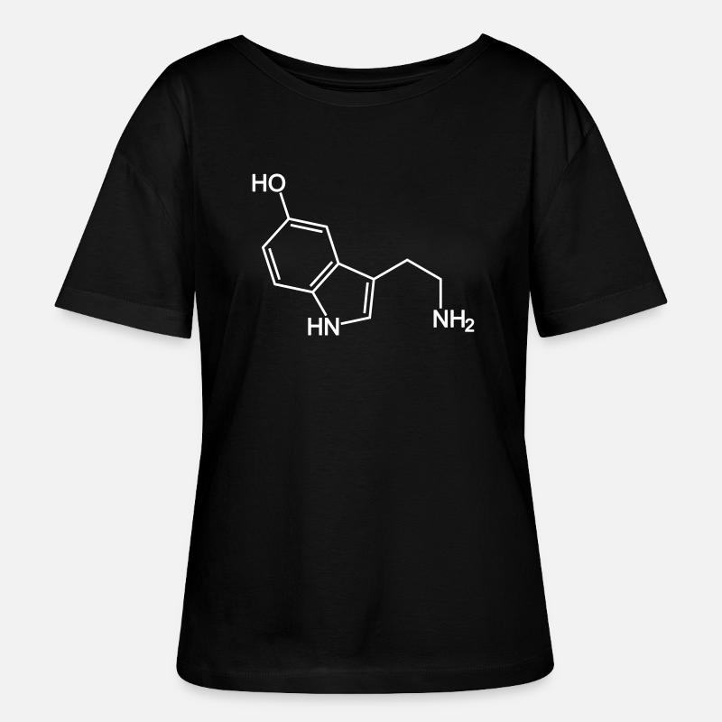 Serotonin Molecule - Stanley/Stella SERENA Relaxed Women’s Organic Round Neck T-shirt - black