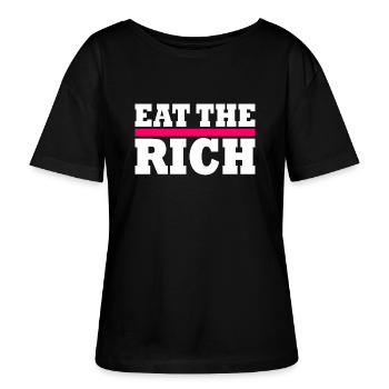 Eat the rich - Stanley/Stella Relaxed Rundhals Frauen Bio-T-Shirt SERENA - Schwarz - Vorne - Anna (173cm)