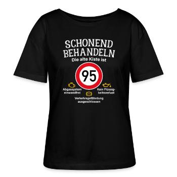 95. Geburtstag Schonend Behandeln 95 Alte Kiste 95 - Stanley/Stella Relaxed Rundhals Frauen Bio-T-Shirt SERENA - Schwarz - Vorne - Anna (173cm)