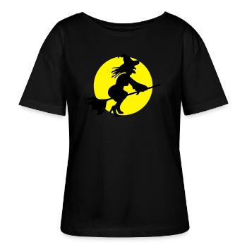 Fliegende Hexe - Stanley/Stella Relaxed Rundhals Frauen Bio-T-Shirt SERENA - Schwarz - Vorne - Anna (173cm)