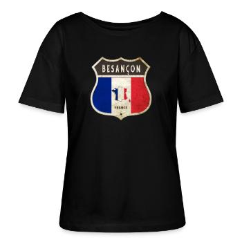 Besançon France Armoiries Drapeaux Design - T-shirt bio à col rond SERENA Stanley/Stella Femme - noir - Devant - Anna (173cm)
