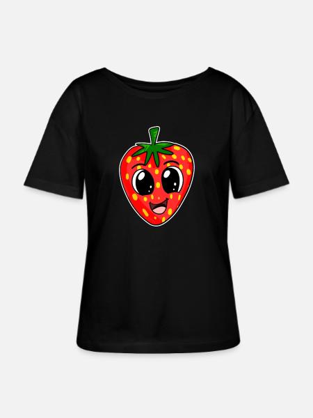 Erdbeere Erdbeeren - Stanley/Stella Relaxed Rundhals Frauen Bio-T-Shirt SERENA - Schwarz