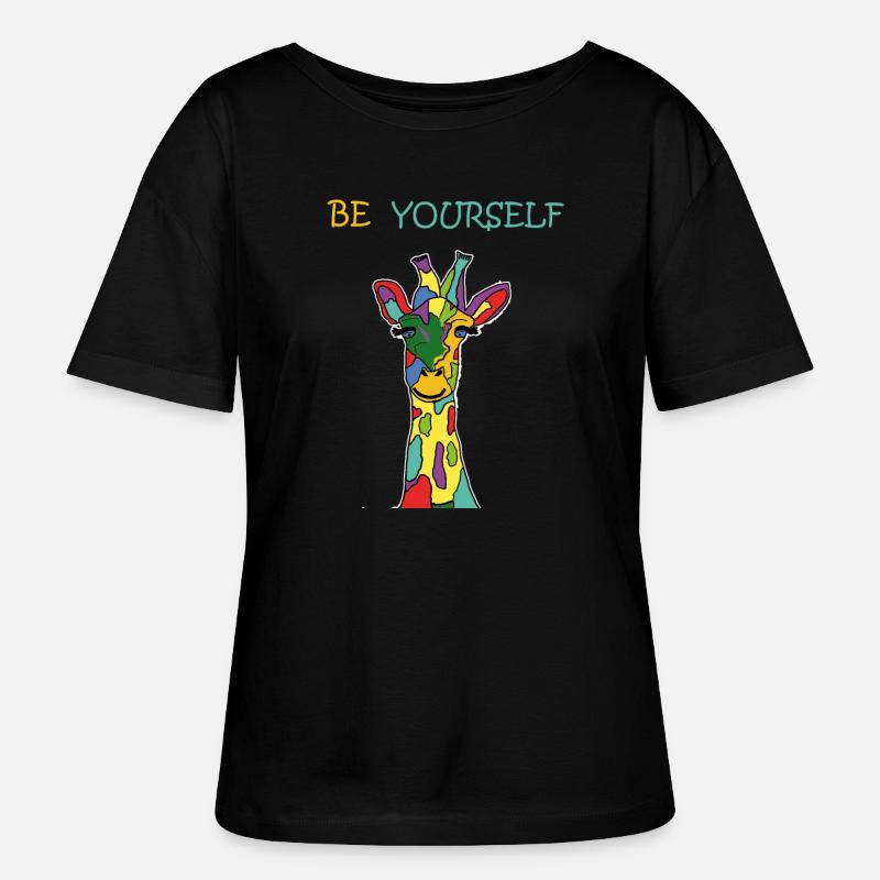Giraffe Be Yourself Sei Du Selbst Bunt Anders - Stanley/Stella Relaxed Rundhals Frauen Bio-T-Shirt SERENA - Schwarz
