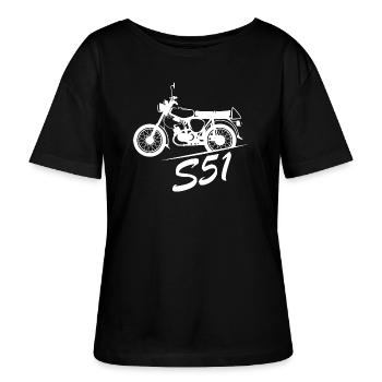 simson s51 Symbol Nostalgie DDR Moped Freunde - Stanley/Stella Relaxed Rundhals Frauen Bio-T-Shirt SERENA - Schwarz - Vorne - Anna (173cm)