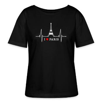 Paris Skyline Herzschlag Eiffelturm Frankreich - Stanley/Stella Relaxed Rundhals Frauen Bio-T-Shirt SERENA - Schwarz - Vorne - Anna (173cm)