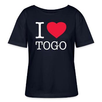 I LOVE TOGO - Stanley/Stella SERENA Relaxed Women’s Organic Round Neck T-shirt - navy - Front - Anna (173cm)
