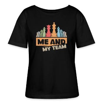 Schach retro cool Spruch Team vintage Schachfigur - Stanley/Stella Relaxed Rundhals Frauen Bio-T-Shirt SERENA - Schwarz - Vorne - Anna (173cm)