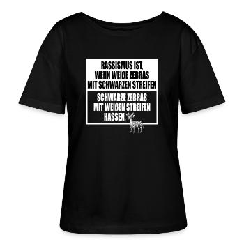 Rassismus Einfach Erklärt Mit Zebra Streifen - Stanley/Stella Relaxed Rundhals Frauen Bio-T-Shirt SERENA - Schwarz - Vorne - Anna (173cm)