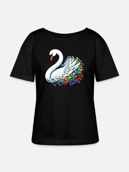 Schwan - Stanley/Stella Relaxed Rundhals Frauen Bio-T-Shirt SERENA - Schwarz