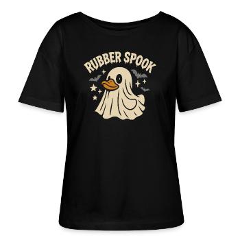 Geist Badeente & lustiger Spruch Motiv - Stanley/Stella Relaxed Rundhals Frauen Bio-T-Shirt SERENA - Schwarz - Vorne - Anna (173cm)