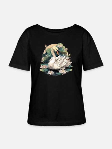 Schwäne Schwan - Stanley/Stella Relaxed Rundhals Frauen Bio-T-Shirt SERENA - Schwarz