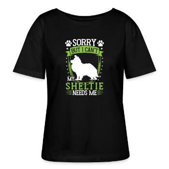 Sheltie kann nicht Shetland Sheepdog - Stanley/Stella Relaxed Rundhals Frauen Bio-T-Shirt SERENA - Schwarz - Vorne - Anna (173cm)