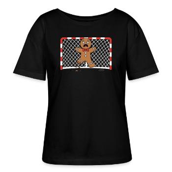 Funny Christmas Hockey Cartoon - Stanley/Stella Relaxed Rundhals Frauen Bio-T-Shirt SERENA - Schwarz - Vorne - Anna (173cm)
