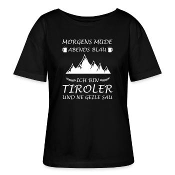 Tiroler Tirolerin Tirol Spruch Lustig - Stanley/Stella Relaxed Rundhals Frauen Bio-T-Shirt SERENA - Schwarz - Vorne - Anna (173cm)