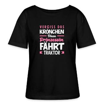 Vergiss das Krönchen Prinzessin fährt Traktor - Stanley/Stella Relaxed Rundhals Frauen Bio-T-Shirt SERENA - Schwarz - Vorne - Anna (173cm)