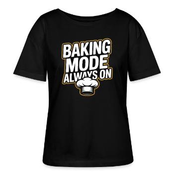 Baking Mode - Backmodus Immer An - Stanley/Stella Relaxed Rundhals Frauen Bio-T-Shirt SERENA - Schwarz - Vorne - Anna (173cm)