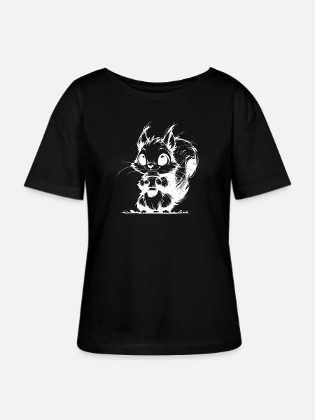 Waldbewohner mit Kaffee Waldrand Kaffeeklatsch - Stanley/Stella Relaxed Rundhals Frauen Bio-T-Shirt SERENA - Schwarz