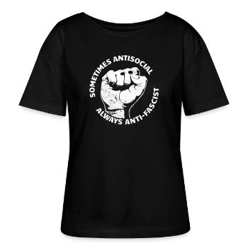 Parfois antisocial, toujours antifasciste - T-shirt bio à col rond SERENA Stanley/Stella Femme - noir - Devant - Anna (173cm)