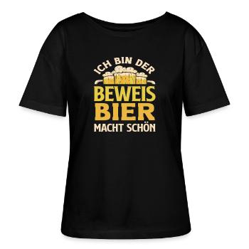 Ich bin der Beweis - Bier macht schön - Stanley/Stella Relaxed Rundhals Frauen Bio-T-Shirt SERENA - Schwarz - Vorne - Anna (173cm)