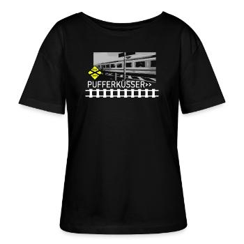 PUFFERKÜSSER - Stanley/Stella Relaxed Rundhals Frauen Bio-T-Shirt SERENA - Schwarz - Vorne - Anna (173cm)
