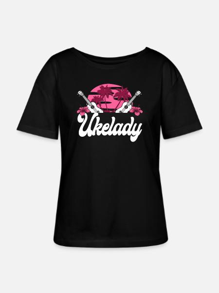 Hawaiian Ukulele Uke Ukelady - Stanley/Stella Relaxed Rundhals Frauen Bio-T-Shirt SERENA - Schwarz