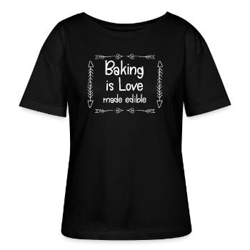 Backen ist essbare Liebe - Stanley/Stella Relaxed Rundhals Frauen Bio-T-Shirt SERENA - Schwarz - Vorne - Anna (173cm)