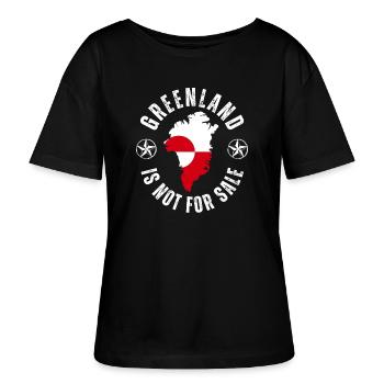 Greenland is not for Sale Funny Epic Design - Stanley/Stella Relaxed Rundhals Frauen Bio-T-Shirt SERENA - Schwarz - Vorne - Anna (173cm)