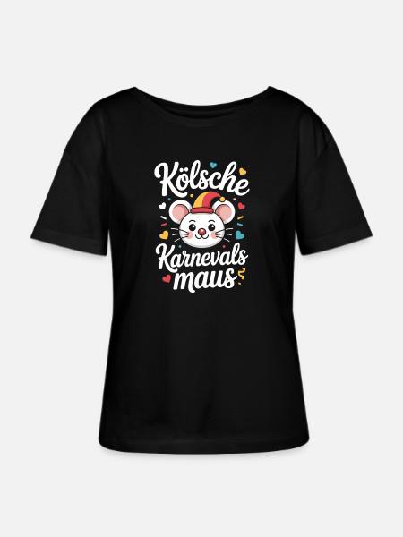 Kölsche Karnevalsmaus Karneval Köln Kölner Maus - Stanley/Stella Relaxed Rundhals Frauen Bio-T-Shirt SERENA - Schwarz