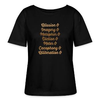 Literarische Mittel der Goldschrift Typografie - Stanley/Stella Relaxed Rundhals Frauen Bio-T-Shirt SERENA - Schwarz - Vorne - Anna (173cm)
