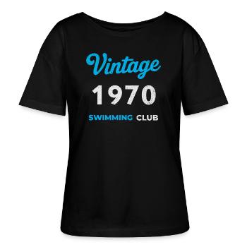 Vintage 1970 – Swimming Club Retro Birth Year - Stanley/Stella SERENA Relaxed Women’s Organic Round Neck T-shirt - black - Front - Anna (173cm)