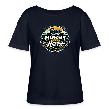 Dont Hurry Be Happy Sloth - Stanley/Stella Relaxed Rundhals Frauen Bio-T-Shirt SERENA - Navy - Vorne - Anna (173cm)