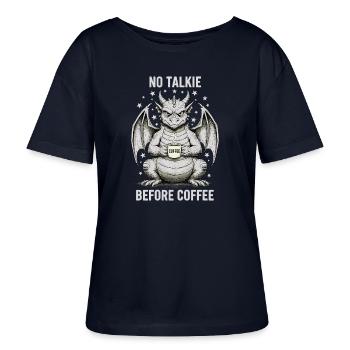 No Conversation Before Coffee Lover Dragon - Stanley/Stella SERENA Relaxed Women’s Organic Round Neck T-shirt - navy - Front - Anna (173cm)