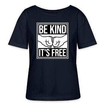 Be Kind It's Free Freundlichkeit Statement Spruch - Stanley/Stella Relaxed Rundhals Frauen Bio-T-Shirt SERENA - Navy - Vorne - Anna (173cm)