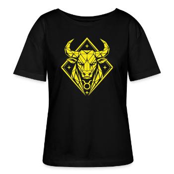 Taureau géométrique - Force pure - Signe du zodiaque Taureau - T-shirt bio à col rond SERENA Stanley/Stella Femme - noir - Devant - Anna (173cm)