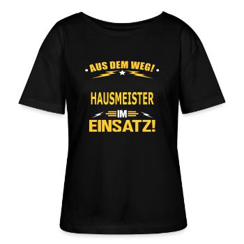 HAUSMEISTER - Stanley/Stella Relaxed Rundhals Frauen Bio-T-Shirt SERENA - Schwarz - Vorne - Anna (173cm)